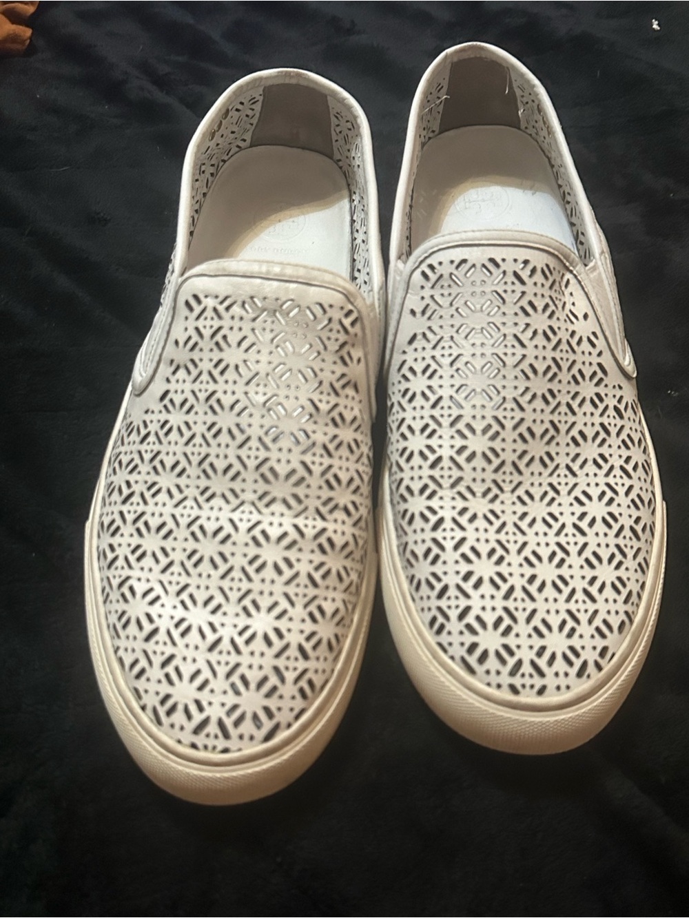 Tory Burch LENNON White Laser-Cut Slip-On Loafer Sneaker Style Size 10